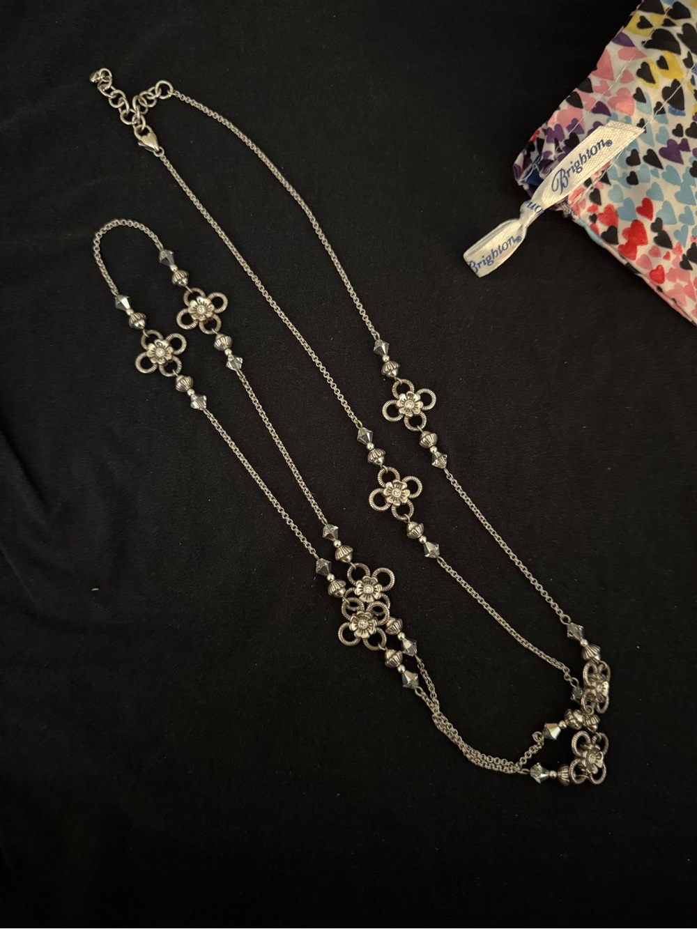 Brighton Silver Floral Layered Station Necklace